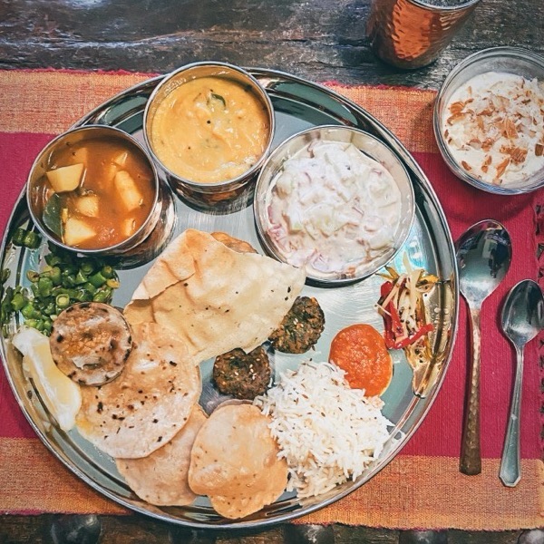 A complete vegetarian thali